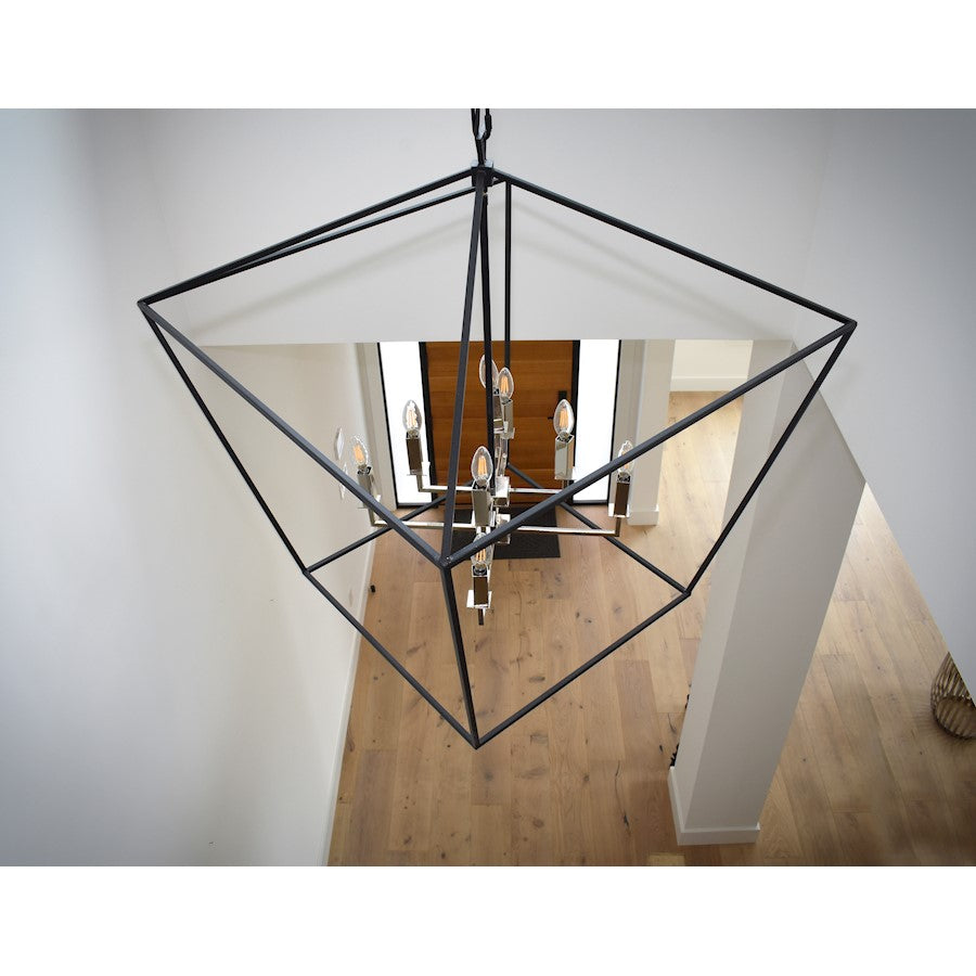 8 Light Chandelier, Black