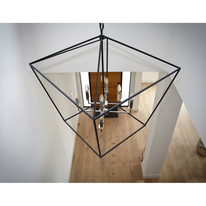 8 Light Chandelier, Black