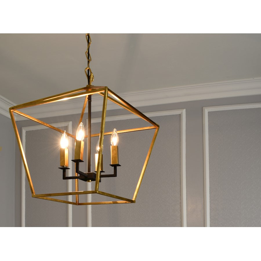 4-Light Chandelier, Gold
