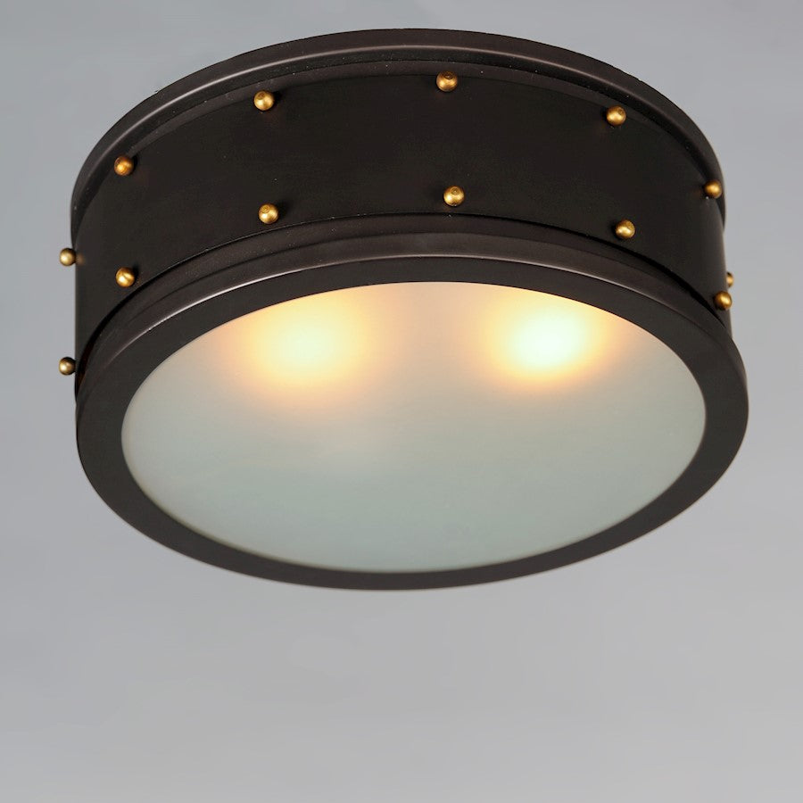 Maxim Lighting Trestle 2-Light Flush Mount, Oil Rubbed Bronze/Brass
