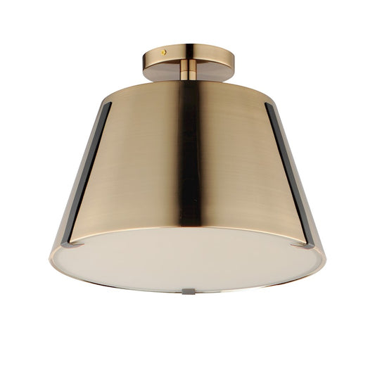 Maxim Lighting Carlo 1 Light Semi-Flush Mount, Bronze/Leather/Brass