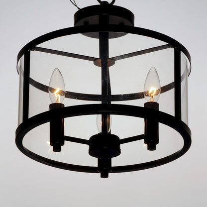Maxim Lighting Sentinel 3 Light Semi Flush, Black/Clear