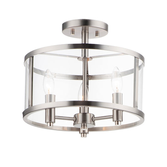 Maxim Lighting Sentinel 3-Light Semi Flush, Satin Nickel/Clear