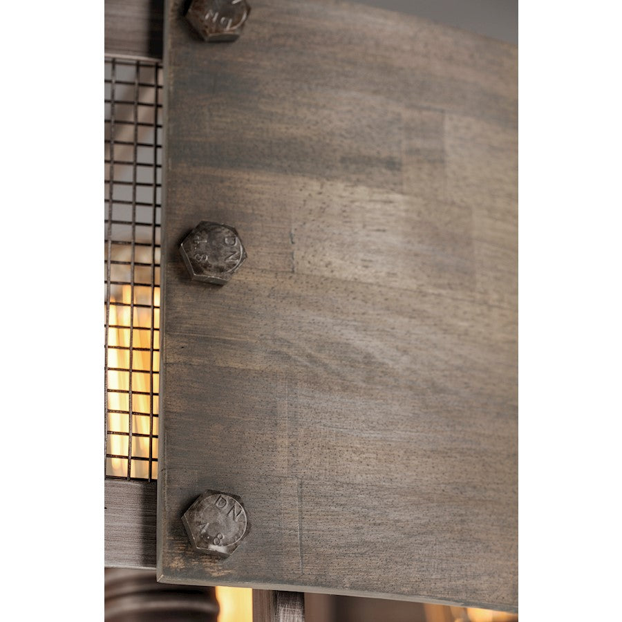 4 Light Pendant, Barn Wood