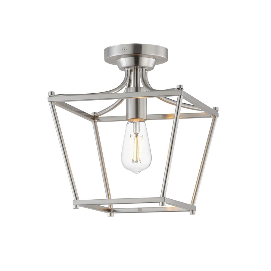 Maxim Lighting Clifton 1 Light 11.75" Semi-Flush Mount, Satin Nickel - 25311SN