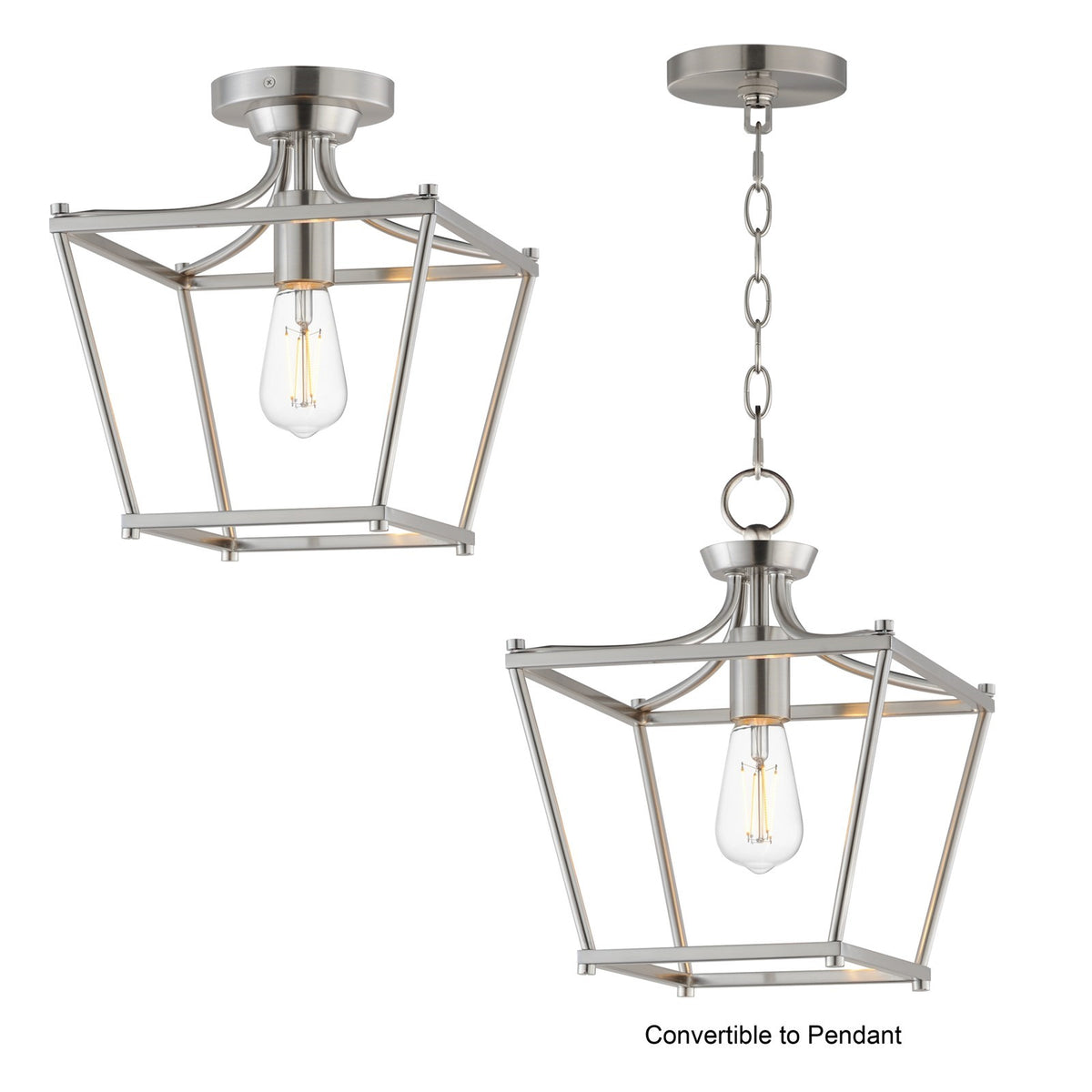 Maxim Lighting Clifton 1 Light 11.75" Semi-Flush Mount, Satin Nickel