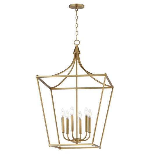 Maxim Lighting Clifton 6Lt 36" Single Pendant, Natural Aged Brass