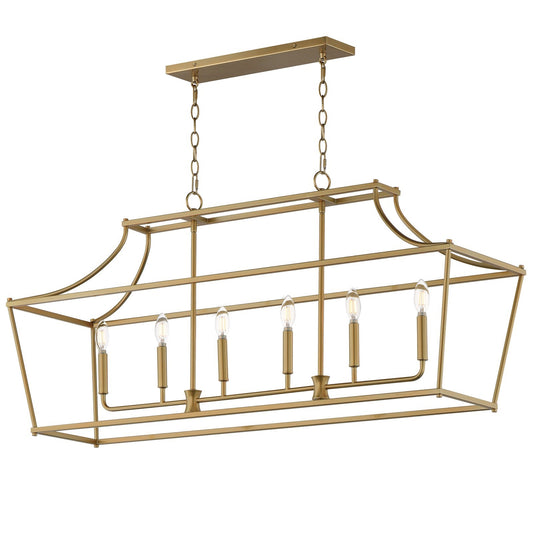 Maxim Lighting Clifton 48in 6-Light Linear Pendant | Modern Natural Aged Brass Steel | Kitchen Island & Dining Room | 48 x 13 x 22 in | Model 25317NAB