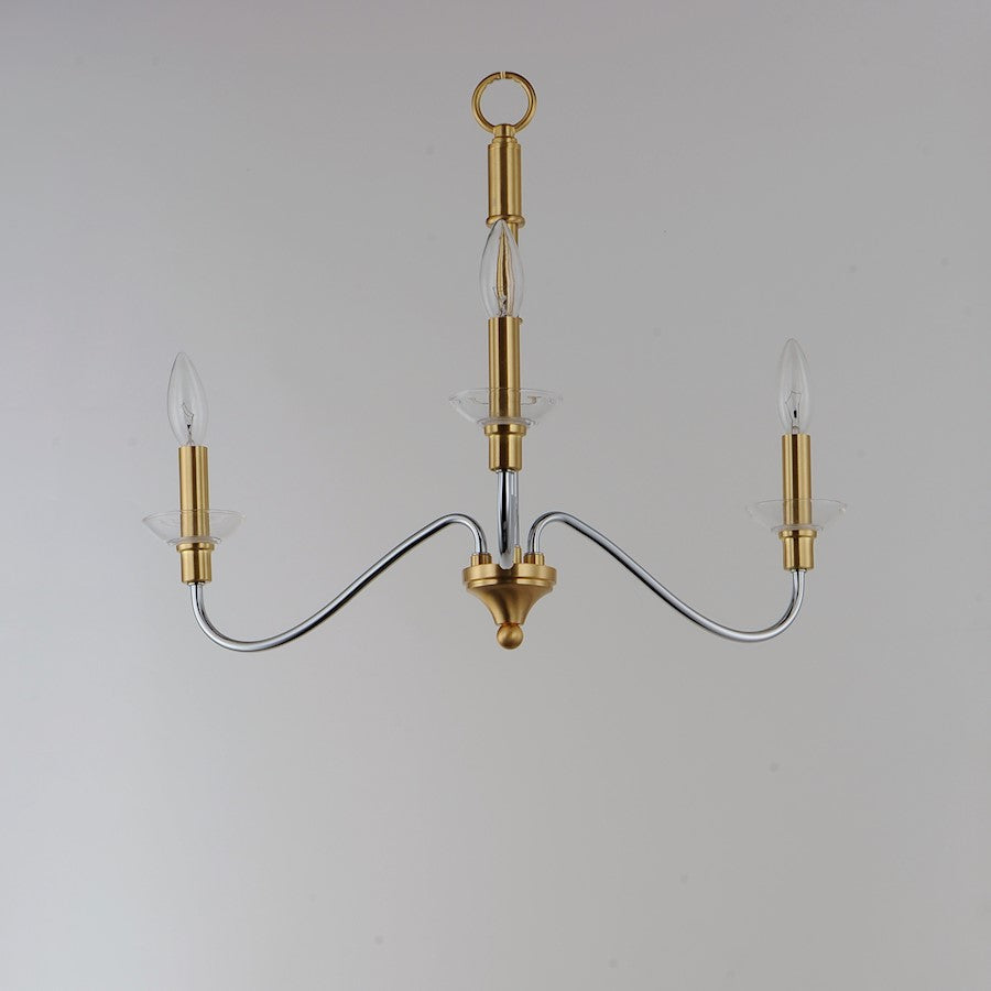 3 Light Pendant, Polished Chrome