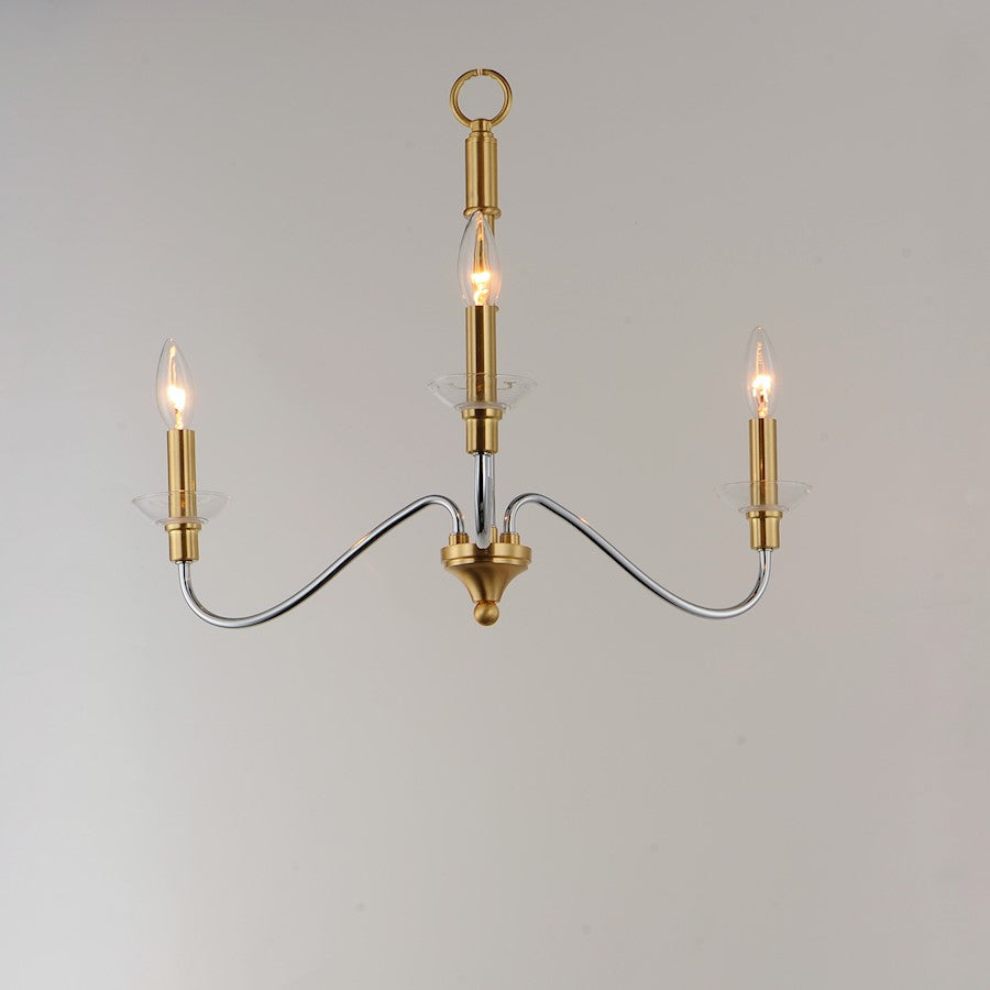 3 Light Pendant, Polished Chrome