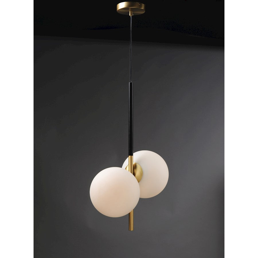 Maxim Lighting Vesper-Single 2 LT Pendant, Satin Brass/Black