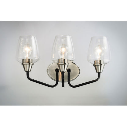 Maxim Lighting Goblet 3 Light Bath Vanity, Black/Satin Nickel