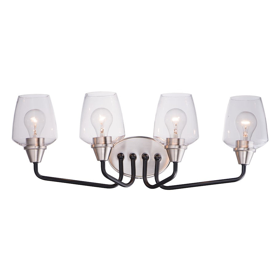 Maxim Lighting Goblet 4 Light Bath Vanity, Black/Satin Nickel
