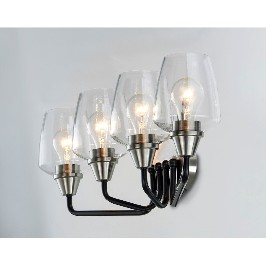 Maxim Lighting Goblet 4 Light Bath Vanity, Black/Satin Nickel