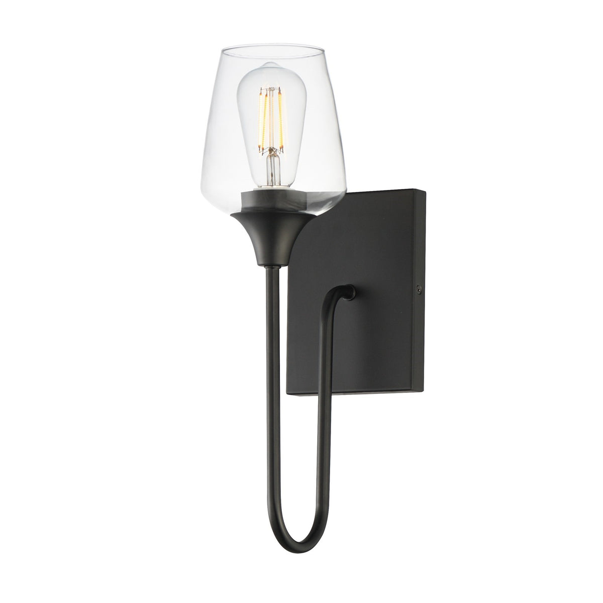 Maxim Lighting Goblet 15.75in 1-Light Wall Sconce | Modern Black and Clear Glass | Bedroom & Hallway Accent Light | 5 x 15.75 in | Model 26131CLBK
