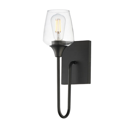 Maxim Lighting Goblet 15.75in 1-Light Wall Sconce | Modern Black and Clear Glass | Bedroom & Hallway Accent Light | 5 x 15.75 in | Model 26131CLBK