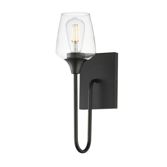 Maxim Lighting Goblet 15.75in 1-Light Wall Sconce | Modern Black and Clear Glass | Bedroom & Hallway Accent Light | 5 x 15.75 in | Model 26131CLBK