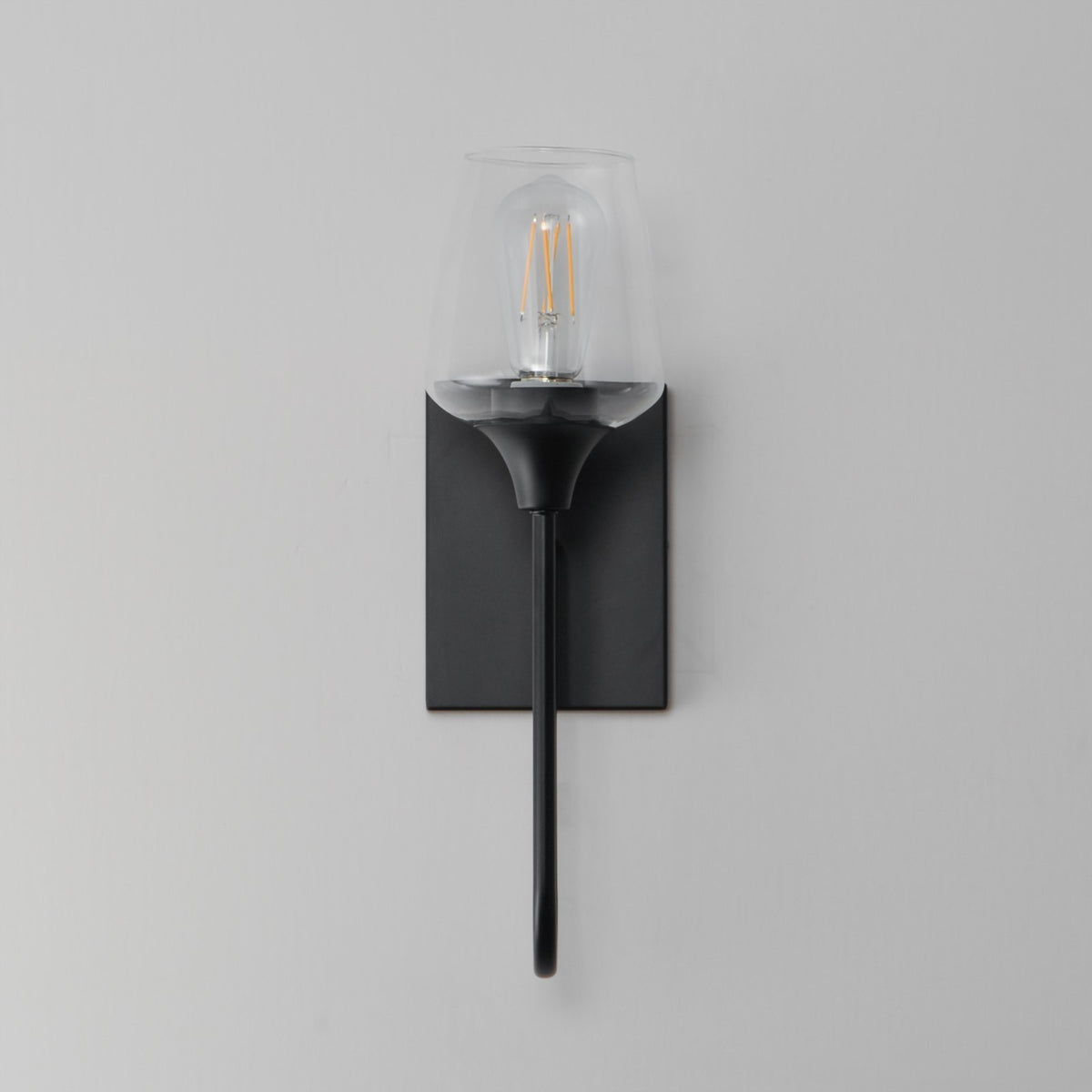 Maxim Lighting Goblet 15.75in 1-Light Wall Sconce | Modern Black and Clear Glass | Bedroom & Hallway Accent Light | 5 x 15.75 in | Model 26131CLBK