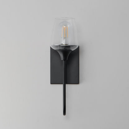 Maxim Lighting Goblet 15.75in 1-Light Wall Sconce | Modern Black and Clear Glass | Bedroom & Hallway Accent Light | 5 x 15.75 in | Model 26131CLBK