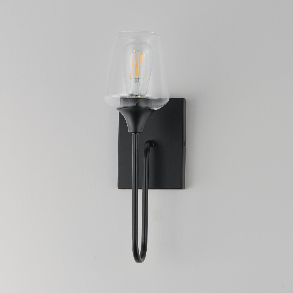 Maxim Lighting Goblet 15.75in 1-Light Wall Sconce | Modern Black and Clear Glass | Bedroom & Hallway Accent Light | 5 x 15.75 in | Model 26131CLBK