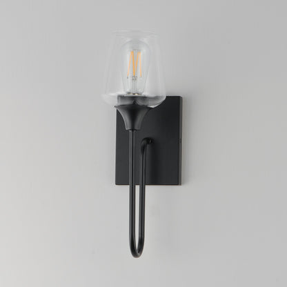 Maxim Lighting Goblet 15.75in 1-Light Wall Sconce | Modern Black and Clear Glass | Bedroom & Hallway Accent Light | 5 x 15.75 in | Model 26131CLBK