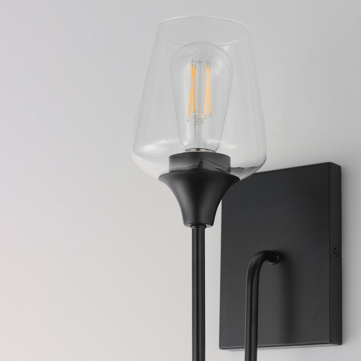 Maxim Lighting Goblet 15.75in 1-Light Wall Sconce | Modern Black and Clear Glass | Bedroom & Hallway Accent Light | 5 x 15.75 in | Model 26131CLBK