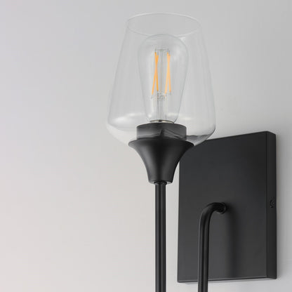 Maxim Lighting Goblet 15.75in 1-Light Wall Sconce | Modern Black and Clear Glass | Bedroom & Hallway Accent Light | 5 x 15.75 in | Model 26131CLBK