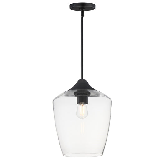 Maxim Lighting Goblet 12in 1-Light Pendant | Modern Black and Clear Glass | Kitchen Island & Dining Room | 12 x 15 in | Model 26137CLBK