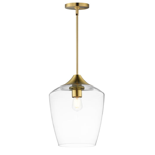 Maxim Lighting Goblet 12in 1-Light Pendant | Modern Natural Aged Brass and Clear Glass | Kitchen Island & Dining Room | 12 x 15 in | Model 26137CLNAB