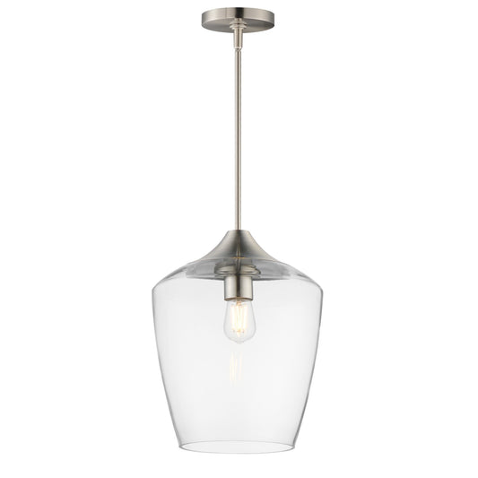 Maxim Lighting Goblet 12in 1-Light Pendant | Modern Satin Nickel and Clear Glass | Kitchen Island & Dining Room | 12 x 15 in | Model 26137CLSN