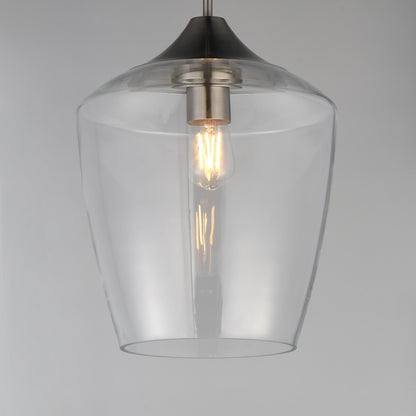 Maxim Lighting Goblet 12in 1-Light Pendant | Modern Satin Nickel and Clear Glass | Kitchen Island & Dining Room | 12 x 15 in | Model 26137CLSN