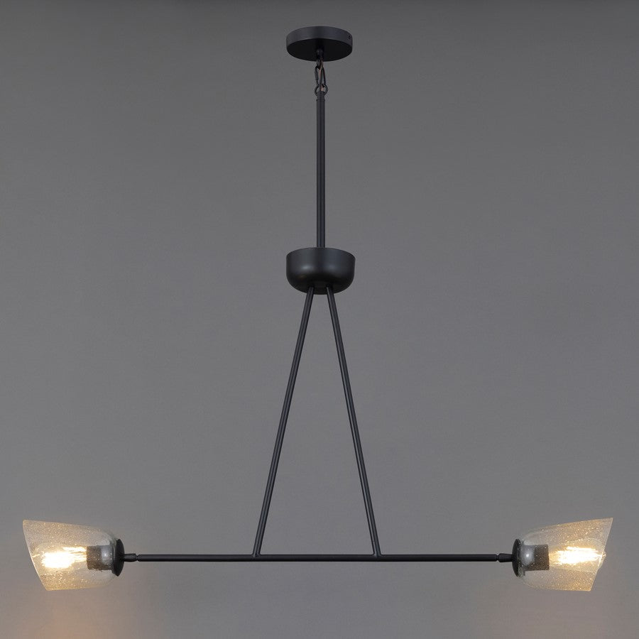 Maxim Lighting Keppe 2Lt Linear Pendant, Dark Bronze/Stone Seeded