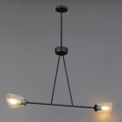 Maxim Lighting Keppe 2Lt Linear Pendant, Dark Bronze/Stone Seeded