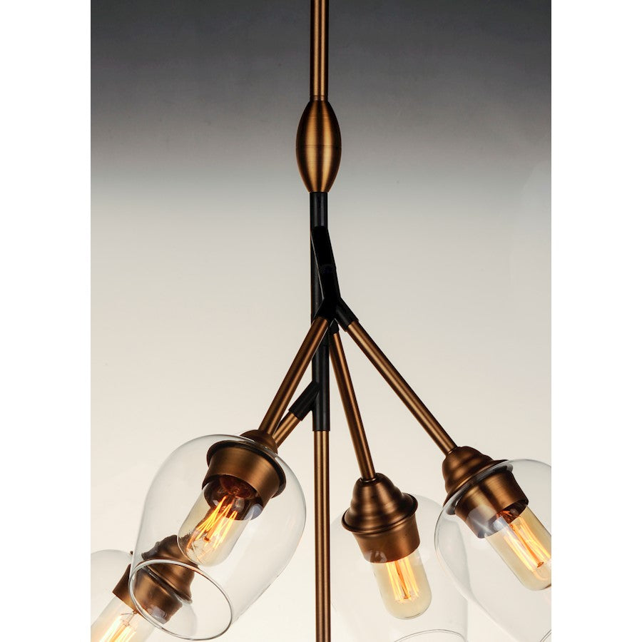5 Light Pendant, Antique Brass