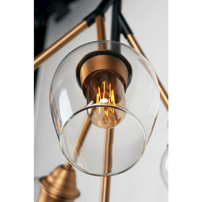 5 Light Pendant, Antique Brass