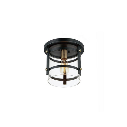 Maxim Lighting Capitol 1-Light Flush Mount, Black/Antique Brass