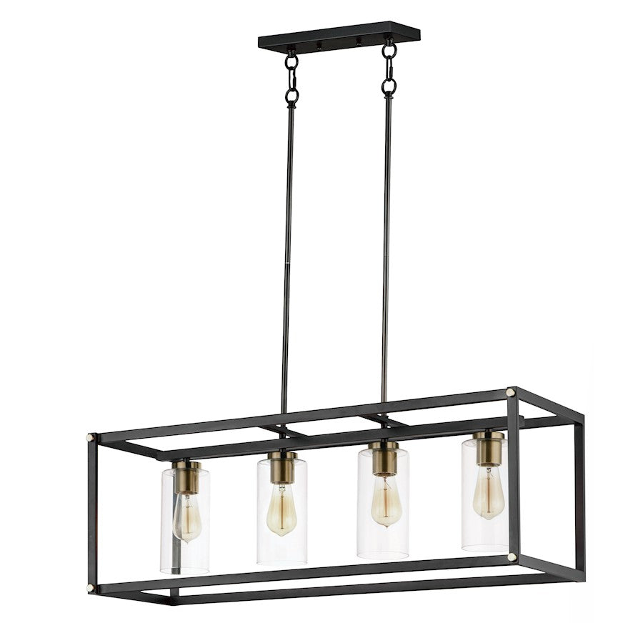 4 Light Linear Pendant, Black