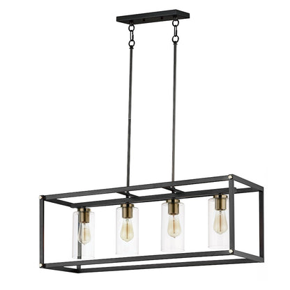 4 Light Linear Pendant, Black