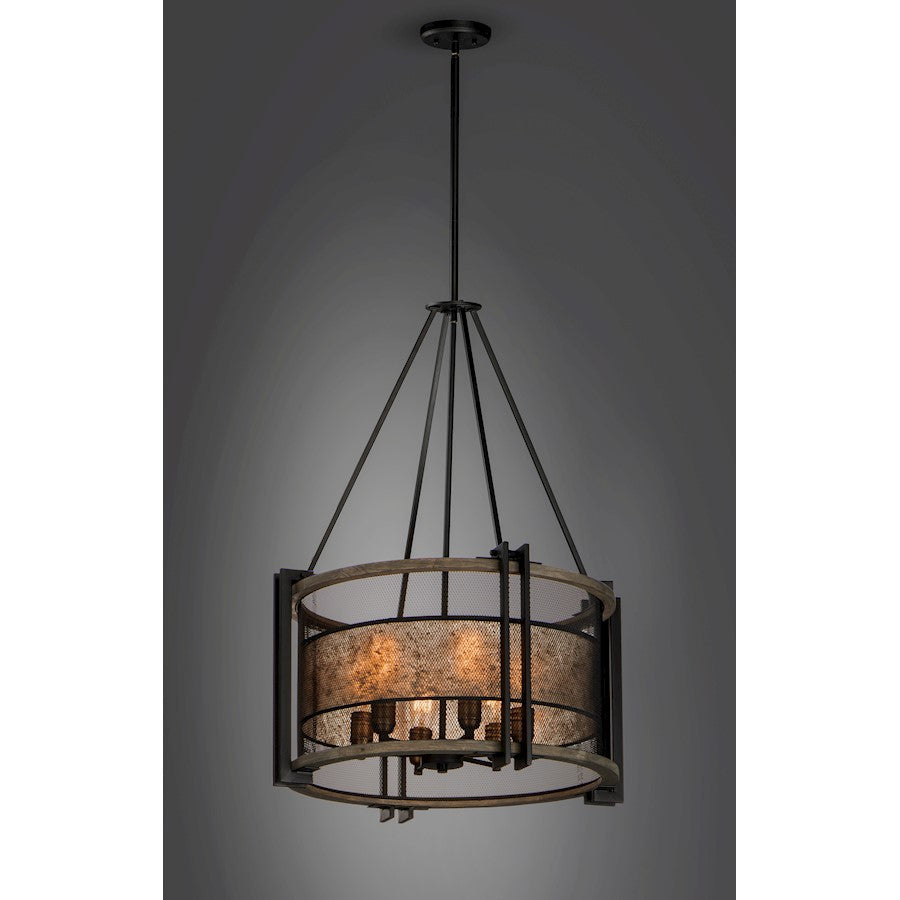 6 Light Chandelier, Black