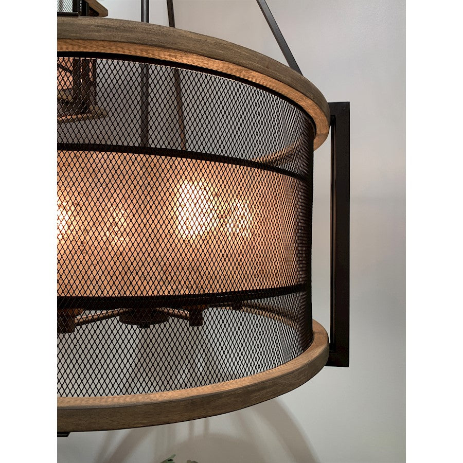 6 Light Chandelier, Black
