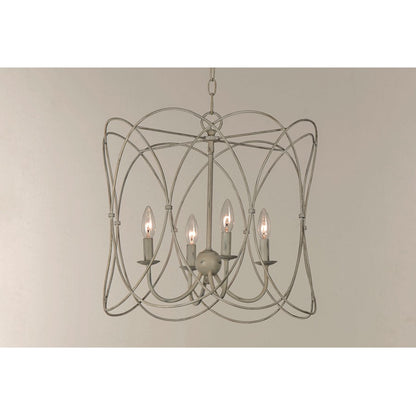 Trellis Chandelier, Weathered White
