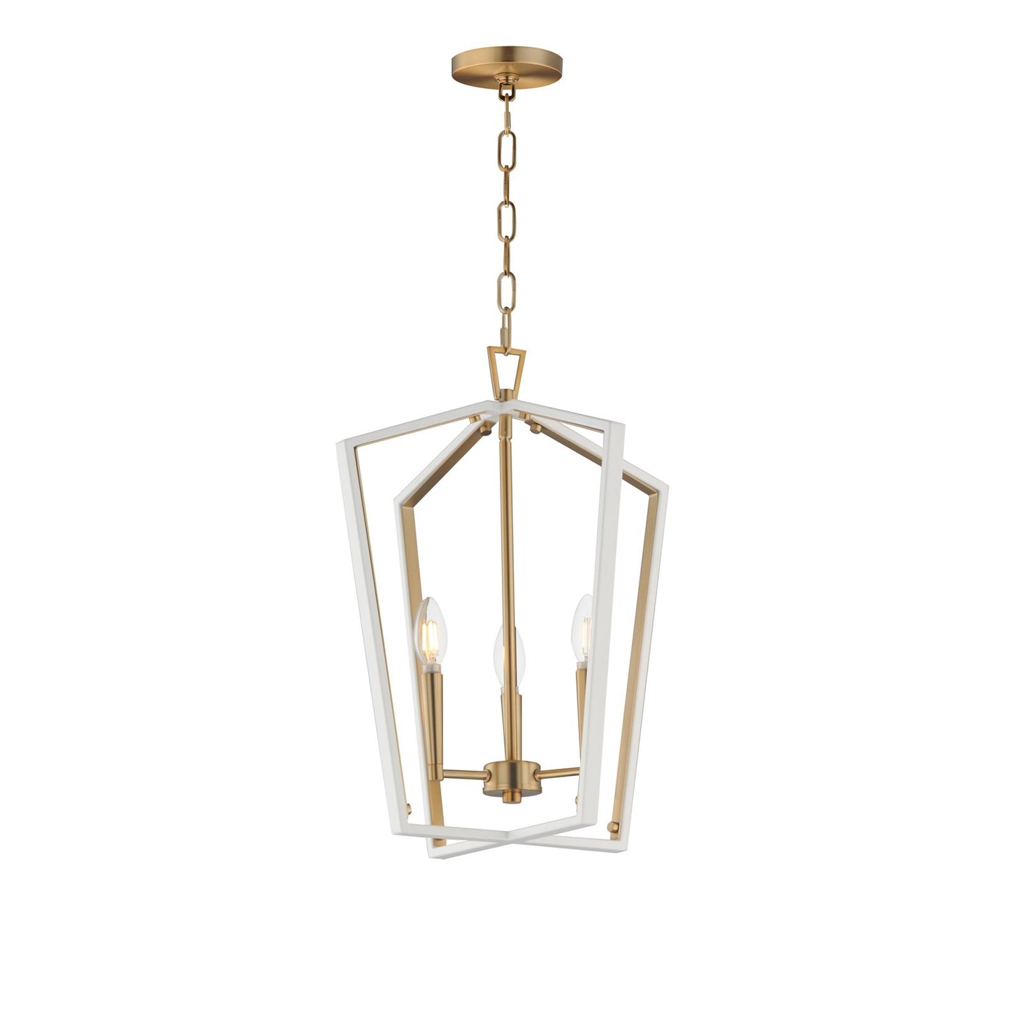 Maxim Lighting Melrose 3Lt 20.5" Entry Foyer Pendant, White/Brass