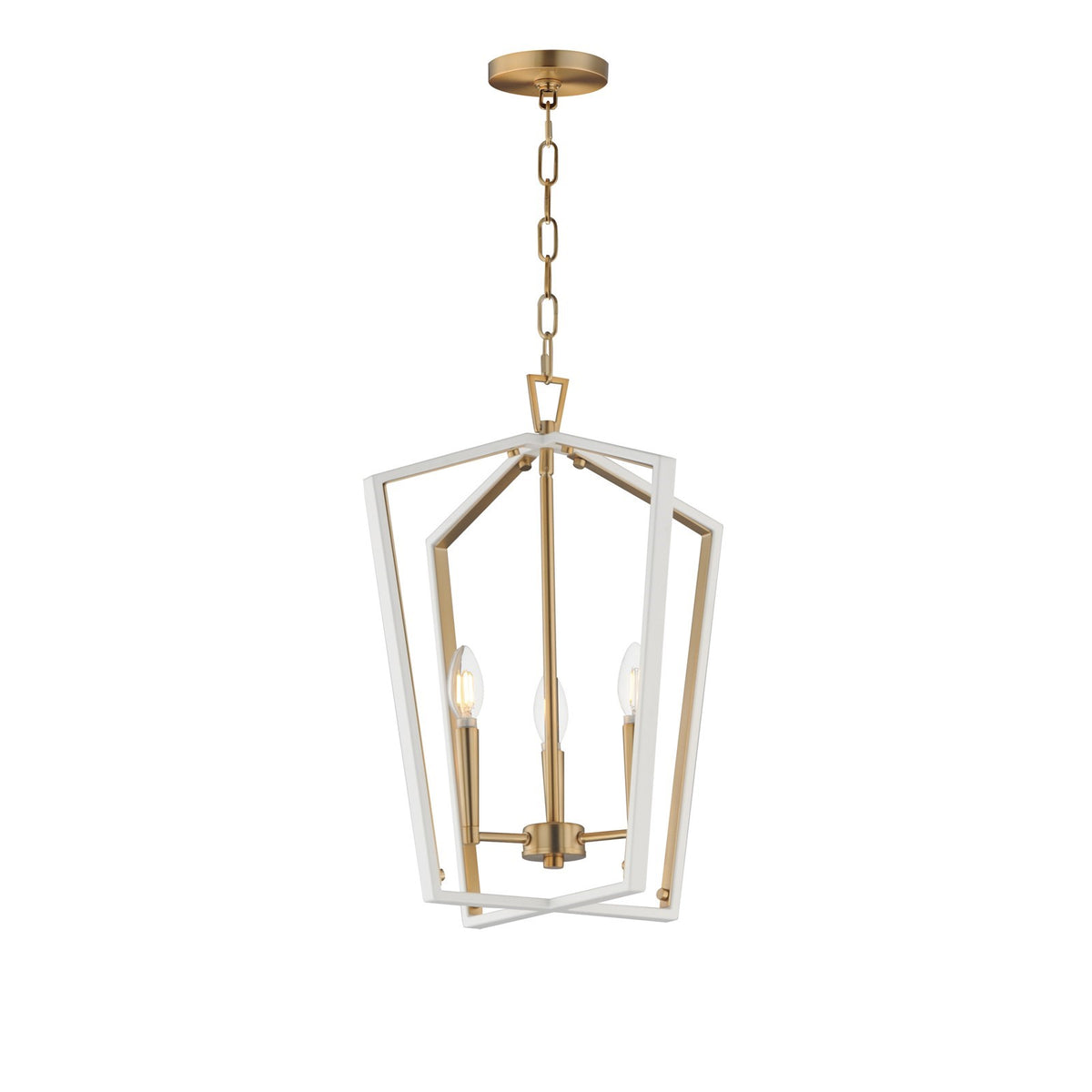 Maxim Lighting Melrose 3Lt 20.5" Entry Foyer Pendant, White/Brass