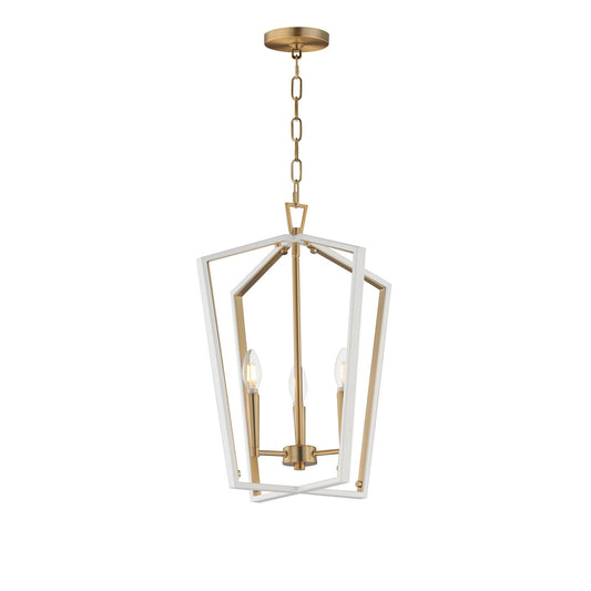Maxim Lighting Melrose 3Lt 20.5" Entry Foyer Pendant, White/Brass