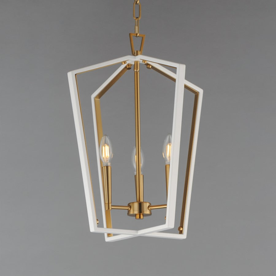 Maxim Lighting Melrose 3Lt 20.5" Entry Foyer Pendant, White/Brass