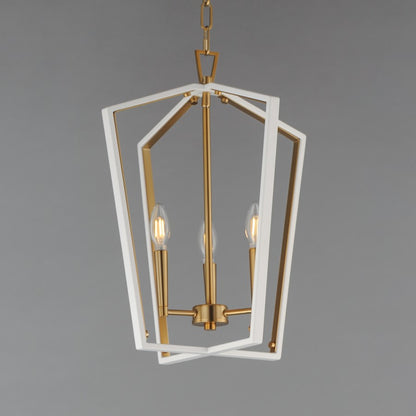 Maxim Lighting Melrose 3Lt 20.5" Entry Foyer Pendant, White/Brass