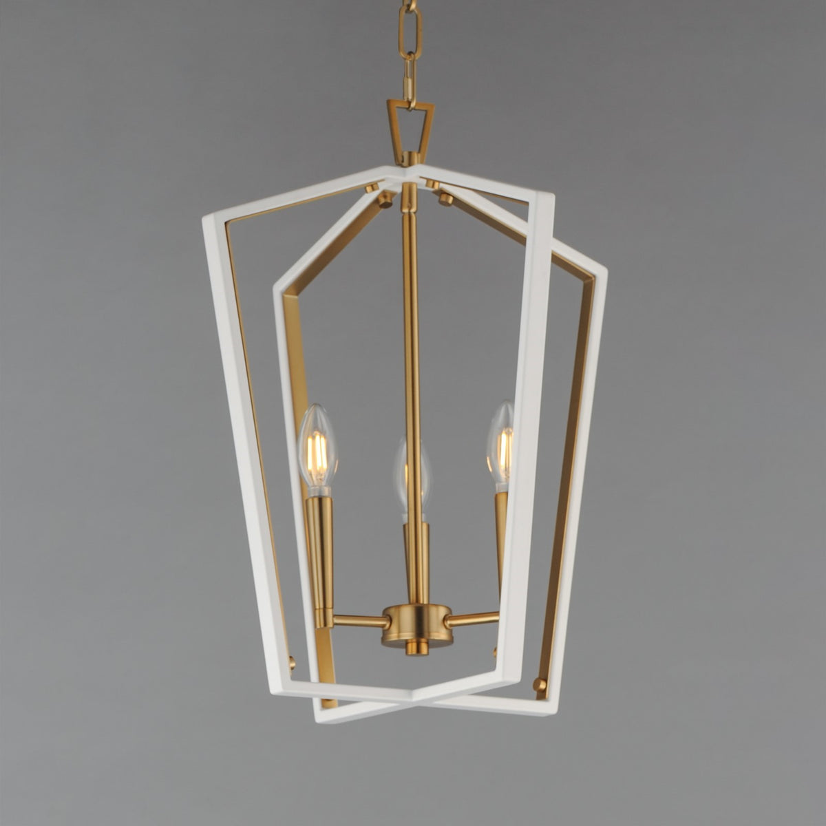 Maxim Lighting Melrose 3Lt 20.5" Entry Foyer Pendant, White/Brass