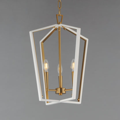 Maxim Lighting Melrose 3Lt 20.5" Entry Foyer Pendant, White/Brass