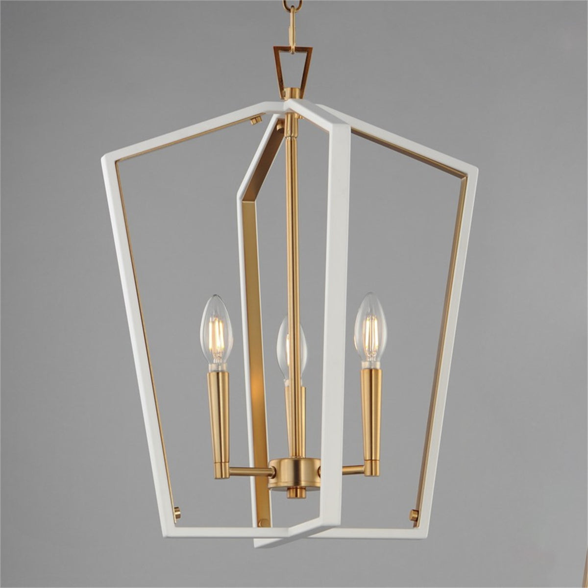 Maxim Lighting Melrose 3Lt 20.5" Entry Foyer Pendant, White/Brass