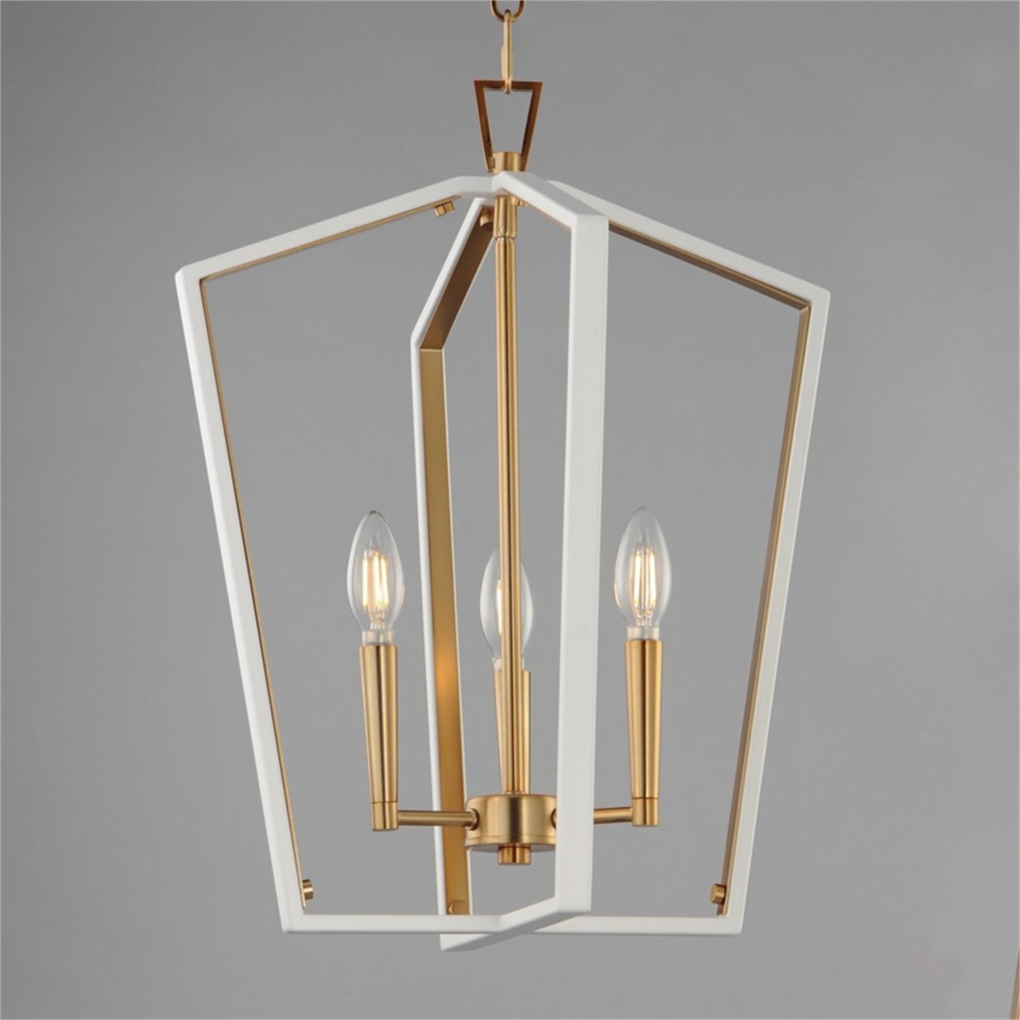 Maxim Lighting Melrose 3Lt 20.5" Entry Foyer Pendant, White/Brass